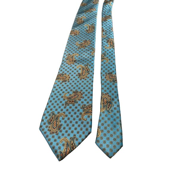 DAKS London New York Silk Tie Blue Paisley Pattern Made in USA Necktie - Picture 1 of 5